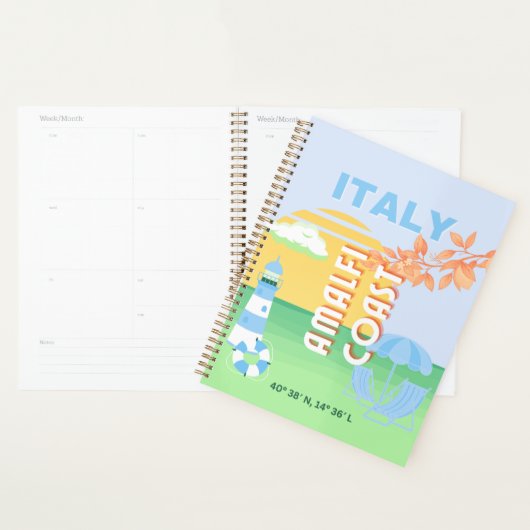 Italië Reiskunst, Amalfikust, Preppy, Blauw Planner (Display)