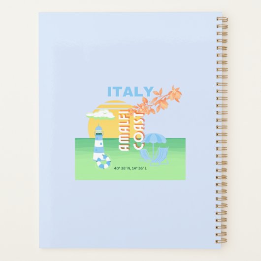 Italië Reiskunst, Amalfikust, Preppy, Blauw Planner (Achterkant)