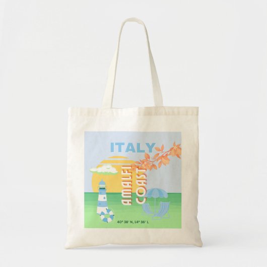 Italië Reiskunst, Amalfikust, Preppy, Blauw Tote Bag (Voorkant)