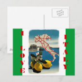Italië Reispost Kaart met Vlagkleuren (Voorkant / Achterkant)