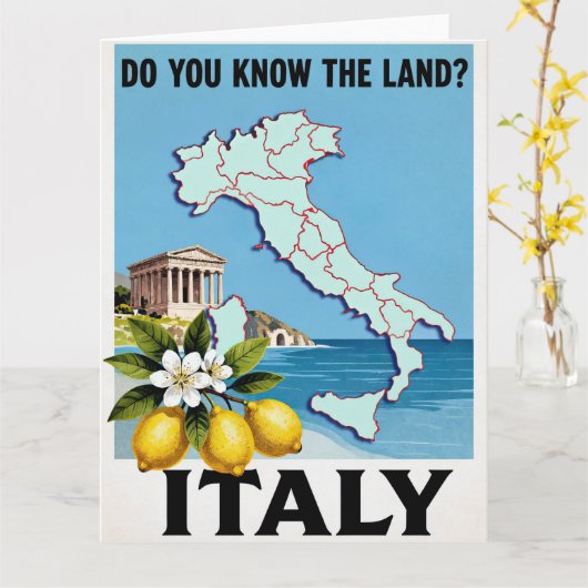 Italië Reisposter, Kaart (Gele Bloem)