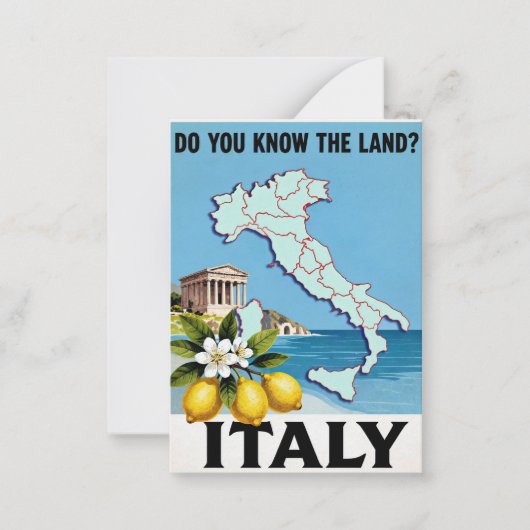 Italië Reisposter, Notitiekaartje (Voorkant)
