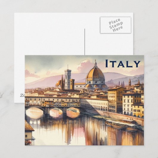 Italië reistoerisme in de binnenvaart briefkaart (Voorkant / Achterkant)