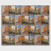 Italië reizen  steden collage retro Italiaans Cadeaupapier (Vlak)