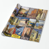  Italië Reizigerposter Collage gift Cadeaupapier (Uitgerold)