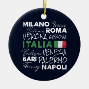 Italië Retro stad en vlag  vakantie souvenir Keramisch Ornament