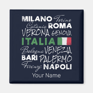 Italië Retro stad en vlag vakantie souvenir Magneet