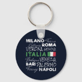 Italië Retro stad en vlag  vakantie souvenir Sleutelhanger (Voorkant)
