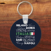 Italië Retro stad en vlag  vakantie souvenir Sleutelhanger (Voorkant)