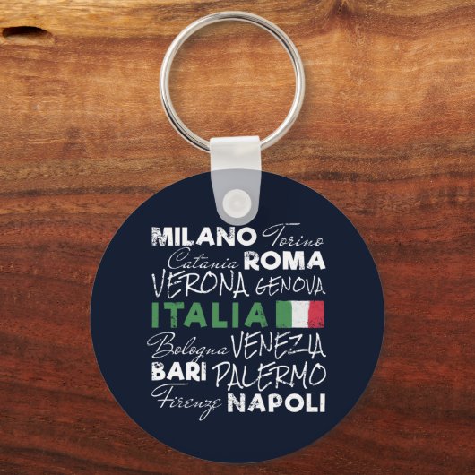 Italië Retro stad en vlag  vakantie souvenir Sleutelhanger (Voorkant)