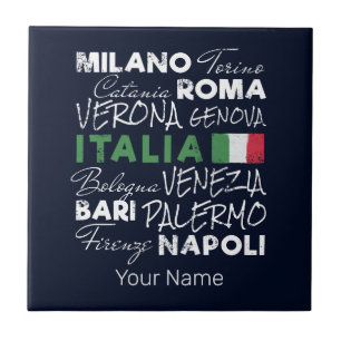 Italië Retro stad en vlag  vakantie souvenir Tegeltje