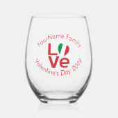 Italië Rode LIEFDE gepersonaliseerd Wijnglas Zonder Voet (Voorkant)