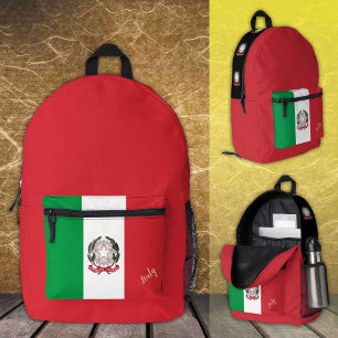 Italië, Rode rugzak, Italiaanse vlag, Italië / Cus Bedrukte Rugzak