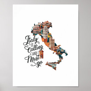 Italië roept en ik moet gaan - Italië vakantie Tr Poster