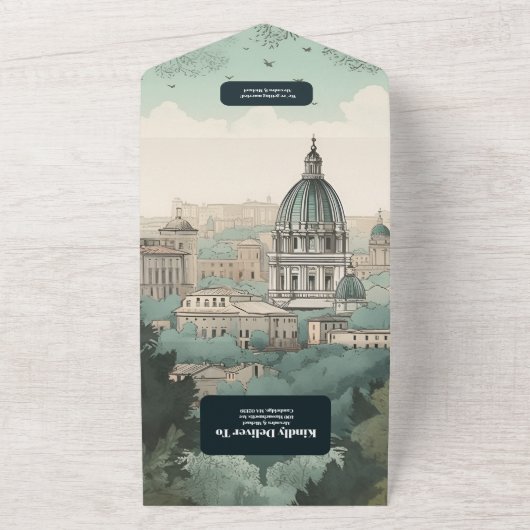 Italië Rome Bestemming Bruiloft All In One Uitnodiging (Buitenkant)