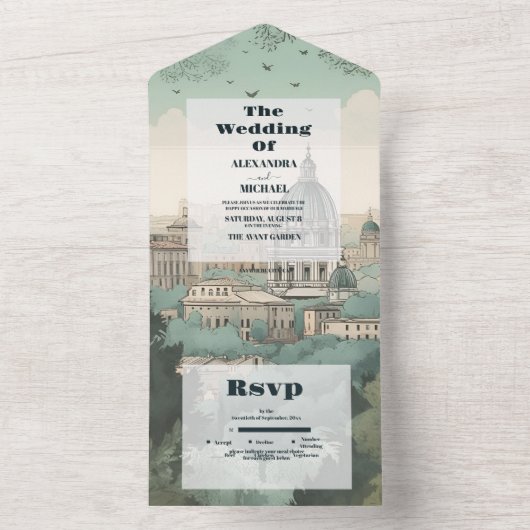 Italië Rome Bestemming Bruiloft All In One Uitnodiging (Binnen)