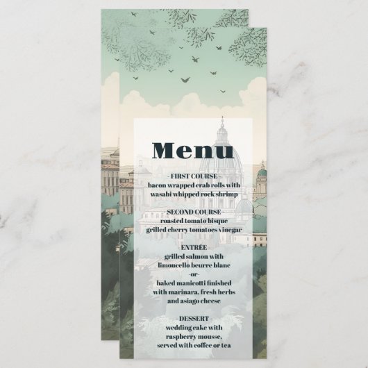 Italië Rome Bestemming Bruiloft Menu (Voorkant / Achterkant)