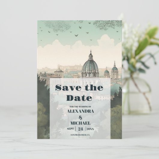Italië Rome Bestemming Bruiloft Save The Date (Staand voorkant)