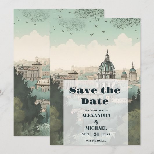 Italië Rome Bestemming Bruiloft Save The Date (Voorkant / Achterkant)