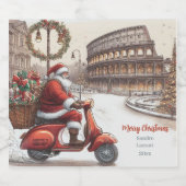 Italië Rome Kerst Waterverf Afbeelding Sparkling Wijnetiket (Enkel label)
