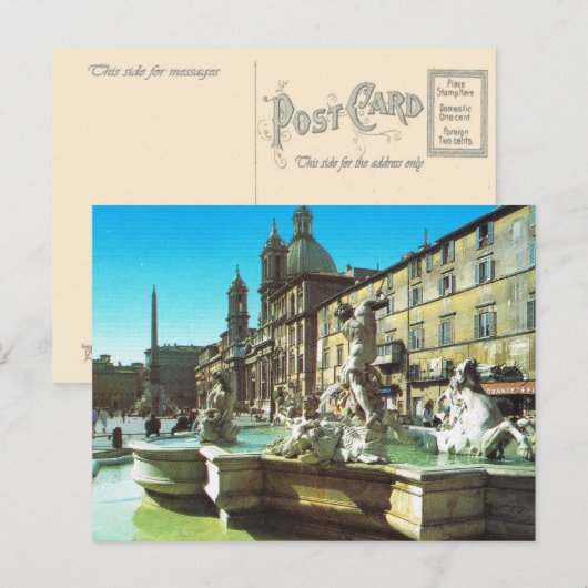  Italië, Rome, Piazza Navonna Briefkaart (Voorkant / Achterkant)