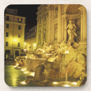 Italië, Rome. Trevi-fontein 's nachts. Onderzetter