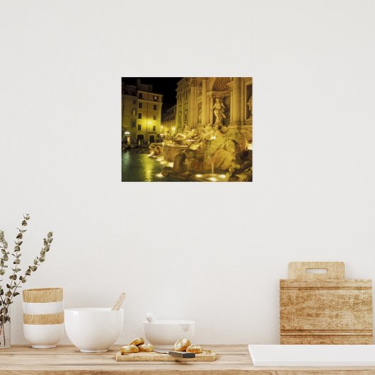 Italië, Rome. Trevi-fontein 's nachts. Poster (Keuken)