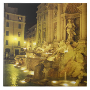 Italië, Rome. Trevi-fontein 's nachts. Tegeltje