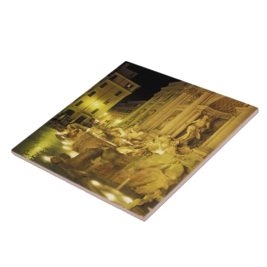 Italië, Rome. Trevi-fontein 's nachts. Tegeltje (Zijkant)