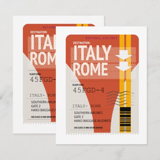 Italië Rome vakantie ticket (Voorkant / Achterkant)