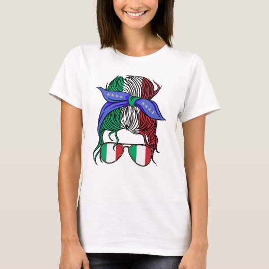 Italië rommelig broodje met Italiaanse vlag T-shirt (Voorkant)