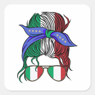 Italië rommelig broodje met Italiaanse vlag Vierkante Sticker
