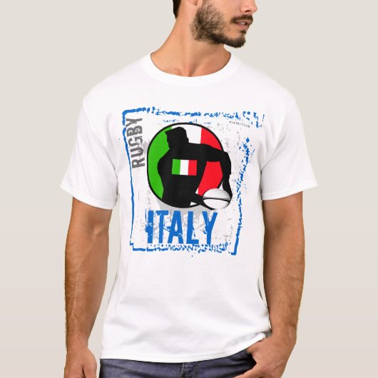 Italië Rugby T-Shirt Pass Ball (Voorkant)