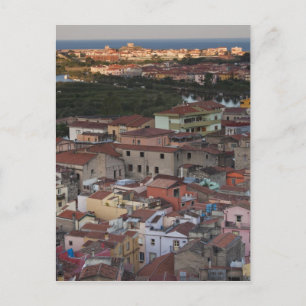 Italië, Sardinië, Bosa. Gezicht op stad vanaf Cast Briefkaart