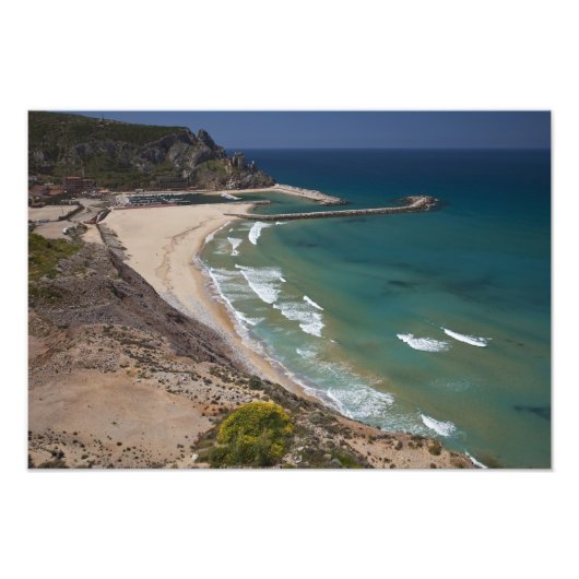 Italië, Sardinië, Buggerru. Buggerru strand en Foto Afdruk (Voorkant)