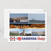 Italië - Sardinië - I Love - Briefkaart (Voorkant / Achterkant)
