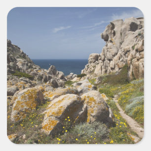 Italië, Sardinië, Santa Teresa Gallura. Capo 2 Vierkante Sticker