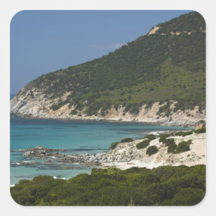 Italië, Sardinië, Solanas. Strand. Vierkante Sticker
