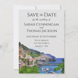 Italië Save the Date, Amalfi kust, Italiaanse brui Kaart