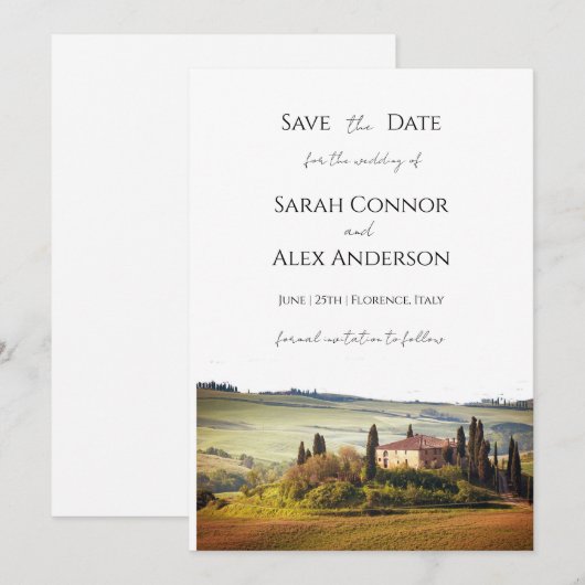 Italië save the date, Toscraanse bruiloft Kaart (Voorkant / Achterkant)