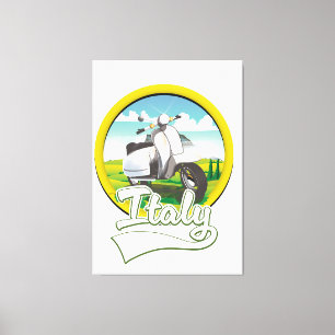 Italië Scooter Reis logo Canvas Afdruk
