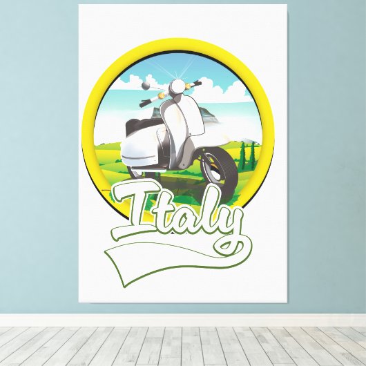 Italië Scooter Reizen logo Canvas Afdruk (Insitu (Houten vloer))