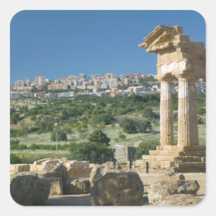 Italië, Sicilië, Agrigento, La Valle dei Templi, Vierkante Sticker