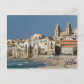 Italië, Sicilië, Cefalu, Uitzicht met Duomo uit Briefkaart (Voorkant)