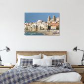 Italië, Sicilië, Cefalu, Uitzicht met Duomo uit Canvas Afdruk (Insitu (Slaapkamer))