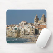 Italië, Sicilië, Cefalu, Uitzicht met Duomo uit Muismat (Met muis)