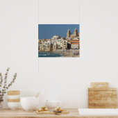 Italië, Sicilië, Cefalu, Uitzicht met Duomo uit Poster (Keuken)