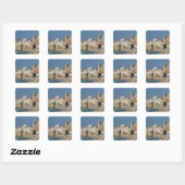 Italië, Sicilië, Cefalu, Uitzicht met Duomo uit Vierkante Sticker (Vel)