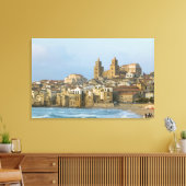 Italië, Sicilië, Cefalu, Uitzicht met Duomo van 2 Canvas Afdruk (Insitu (Woonkamer))