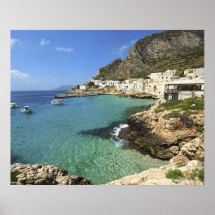 Italië, Sicilië, de Egadische eilanden, Levanzo, Poster